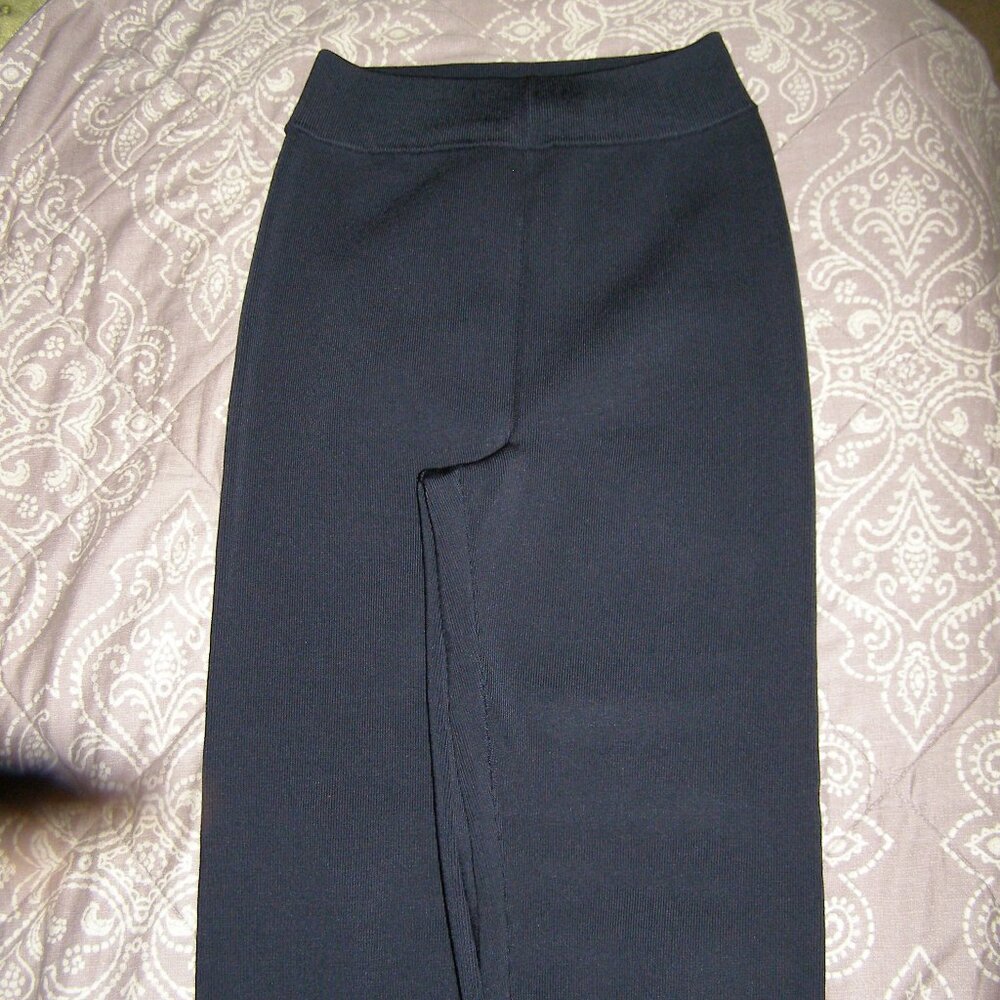 NEW size L Victoria Beckham Ribbed Leggings NAVY BLUE Color - Picture 5 of 16